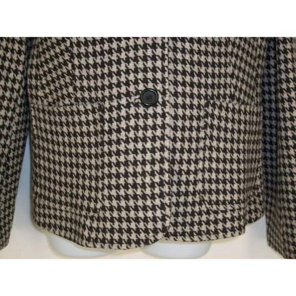 Lands End Houndstooth Wool Blazer 12 L Jacket Gray Black Lined - Picture 3 of 7
